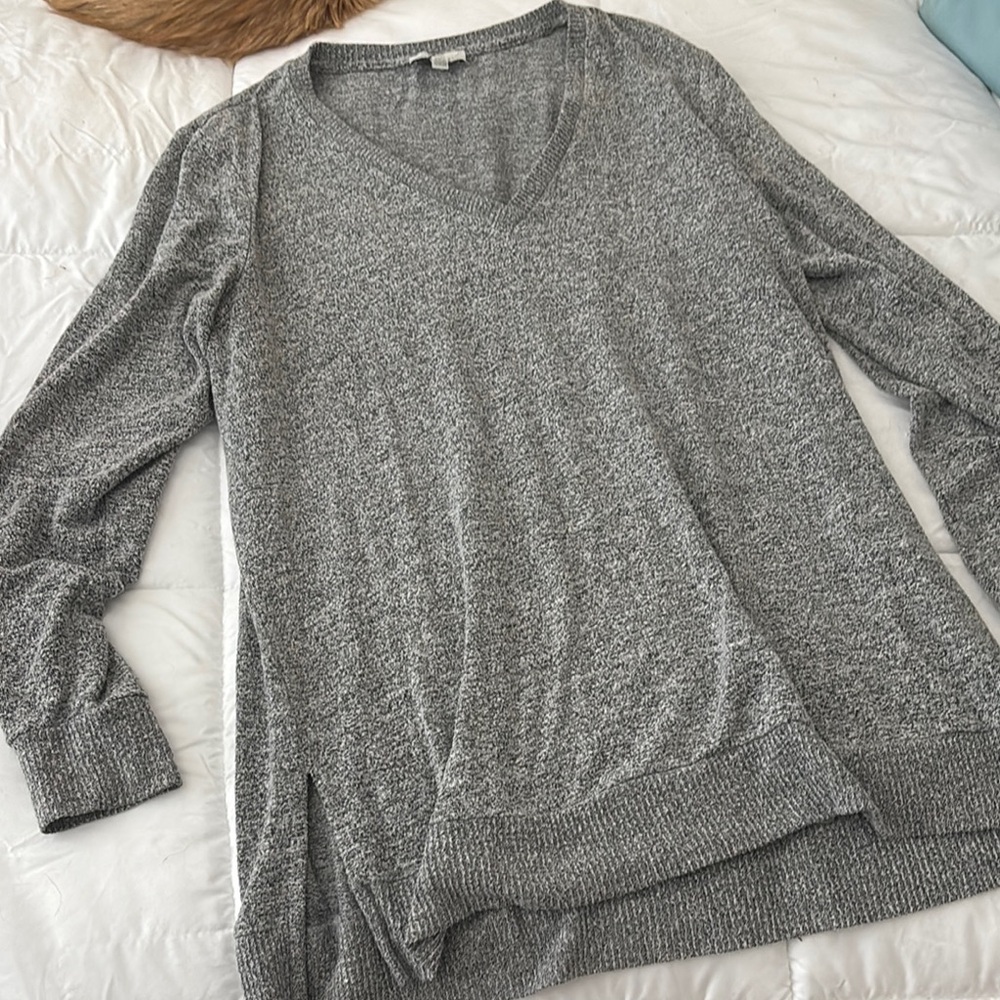 Gray V-Neck Sweater